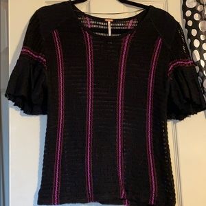 Thin woven blouse with flair ruffle sleeves